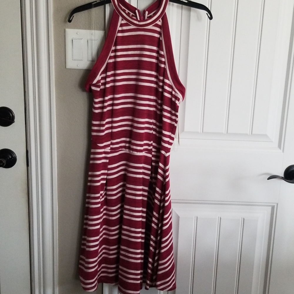 Copper Key Striped Fit and Flare Dress